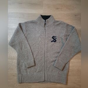 Grail Status: 90s Vintage STÜSSY Full-Zip Knit Sweater - Gray L